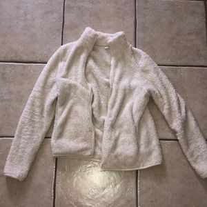 White Fluffy Zip Up